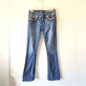 Miss me low rise bootcut embroidered jeans
